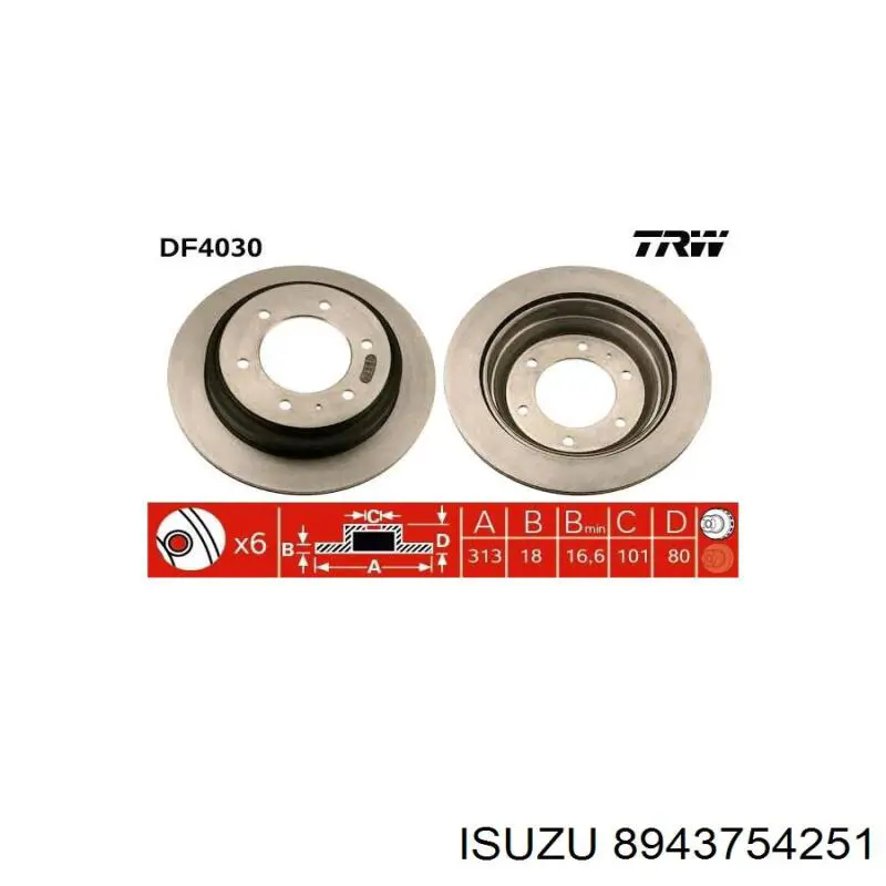 Comprar 8943754251 Isuzu Disco de freno trasero