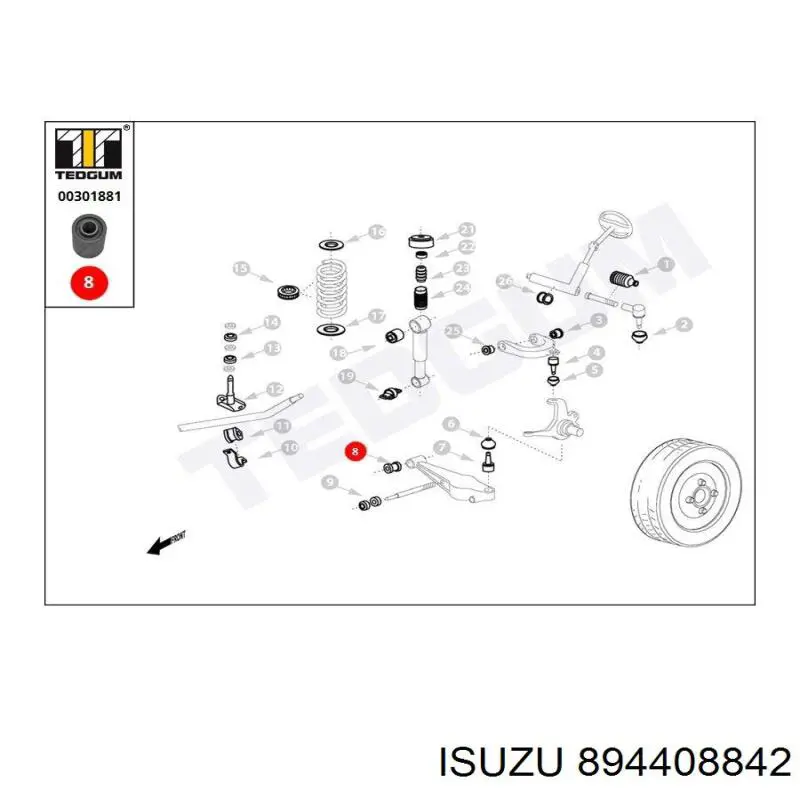 894408842 Isuzu silentblock de suspensión delantero inferior