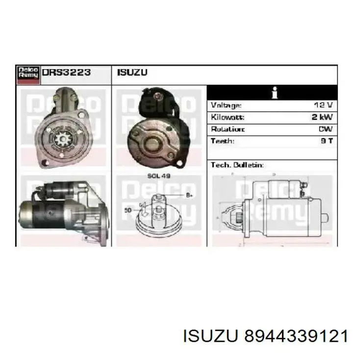 8944339121 Isuzu motor de arranque