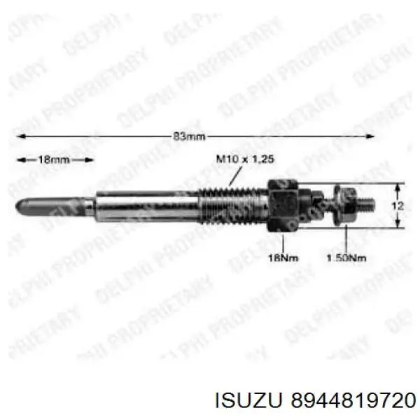 8 94481 972 0 Isuzu bujía de precalentamiento