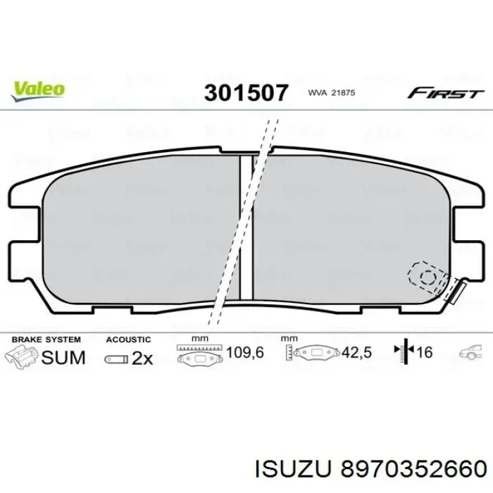 Pastillas traseras de freno Isuzu 8970352660 precio, desde 23,17 EUR