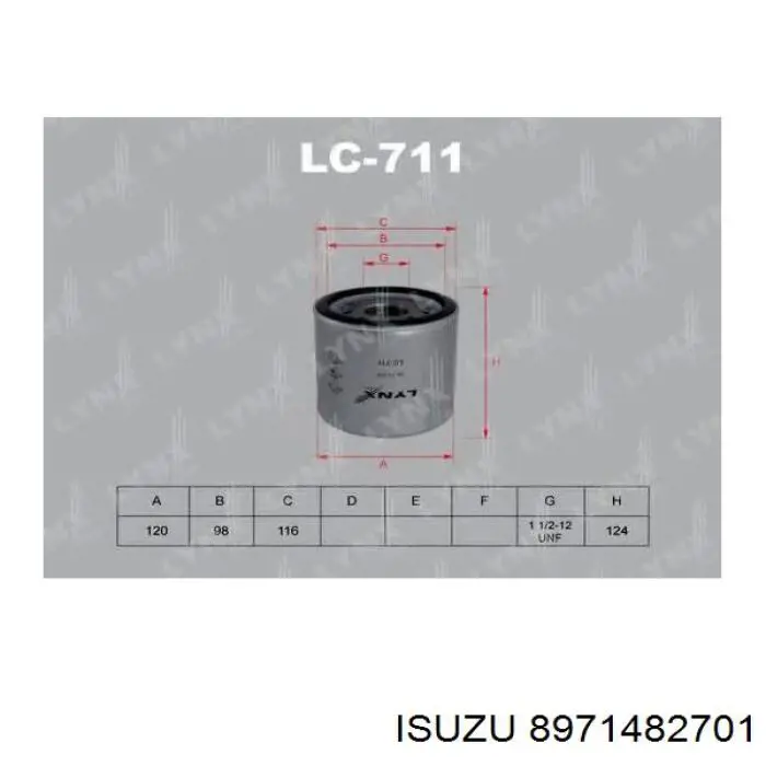 8971482701 Isuzu filtro de aceite