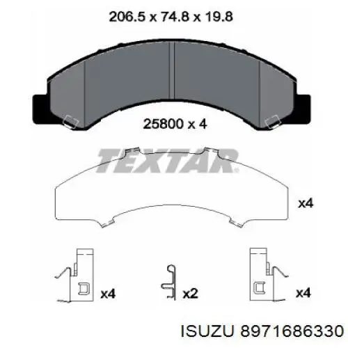 8971686330 Isuzu pastillas de freno delanteras