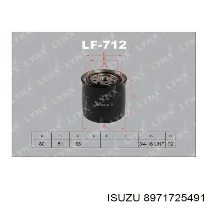 8971725491 Isuzu filtro de combustible