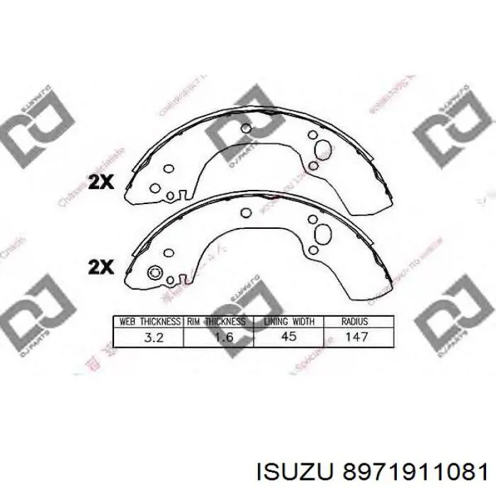 8971911081 Isuzu zapatas de frenos de tambor traseras