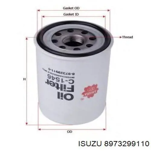 8973299110 Isuzu filtro de aceite