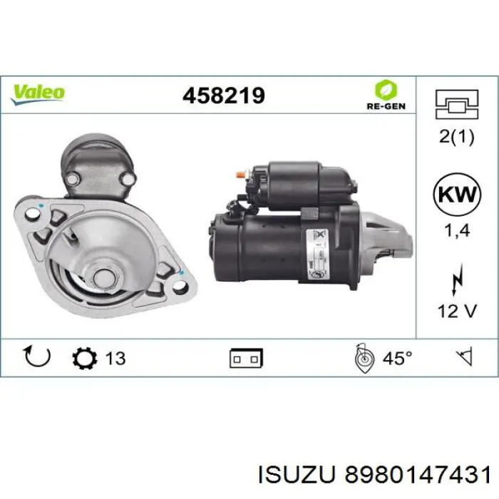Comprar 8980147431 Isuzu Motores de arranque