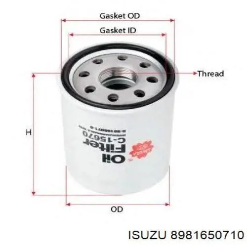 Filtro de aceite Isuzu 8981650710 precio, desde 8,17 EUR