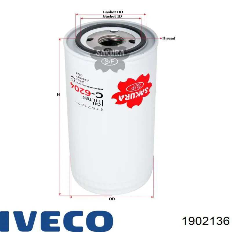 1902136 Iveco filtro de aceite