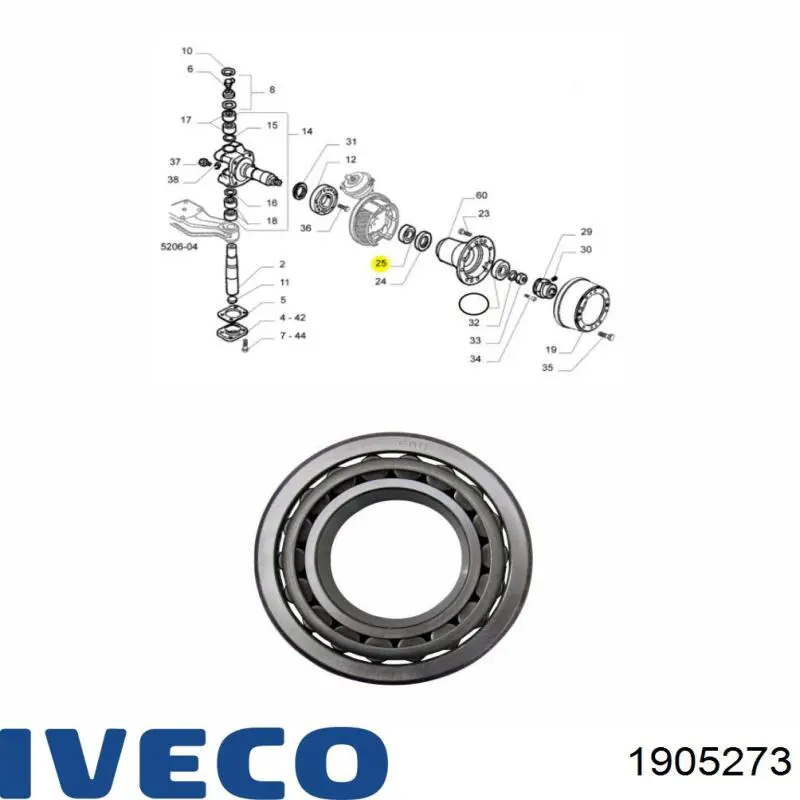 Cojinete exterior del cubo de rueda delantera Iveco 1905273