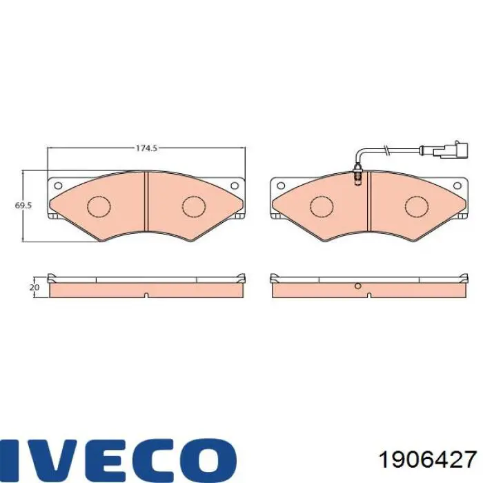 1906427 Iveco Pastillas delanteras