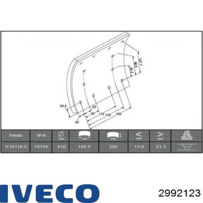 2992123 Iveco Forro de freno delantero (camión)