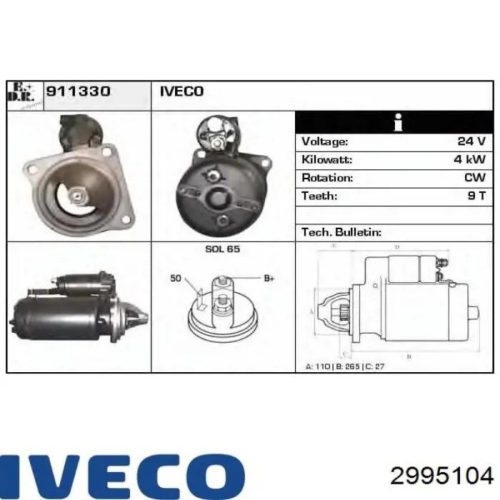 2995104 Iveco motor de arranque