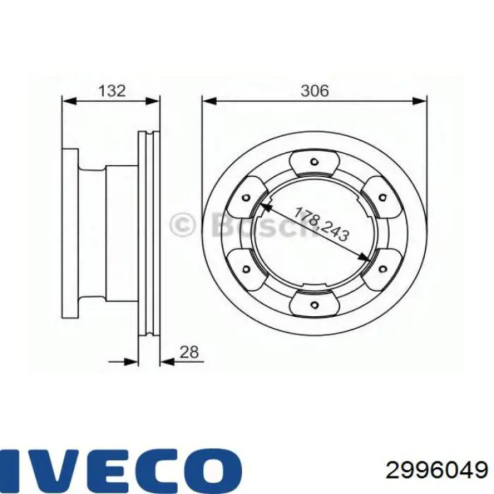 Disco de freno trasero 2996049 Iveco