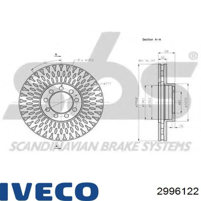 Disco de freno 2996122 Iveco