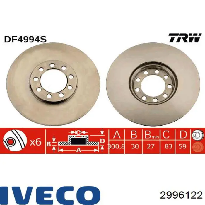 Frenos delanteros Iveco 2996122 precio, desde 60,40 EUR