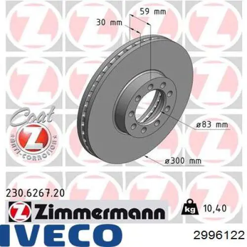 Comprar 2996122 Iveco Freno de disco delantero
