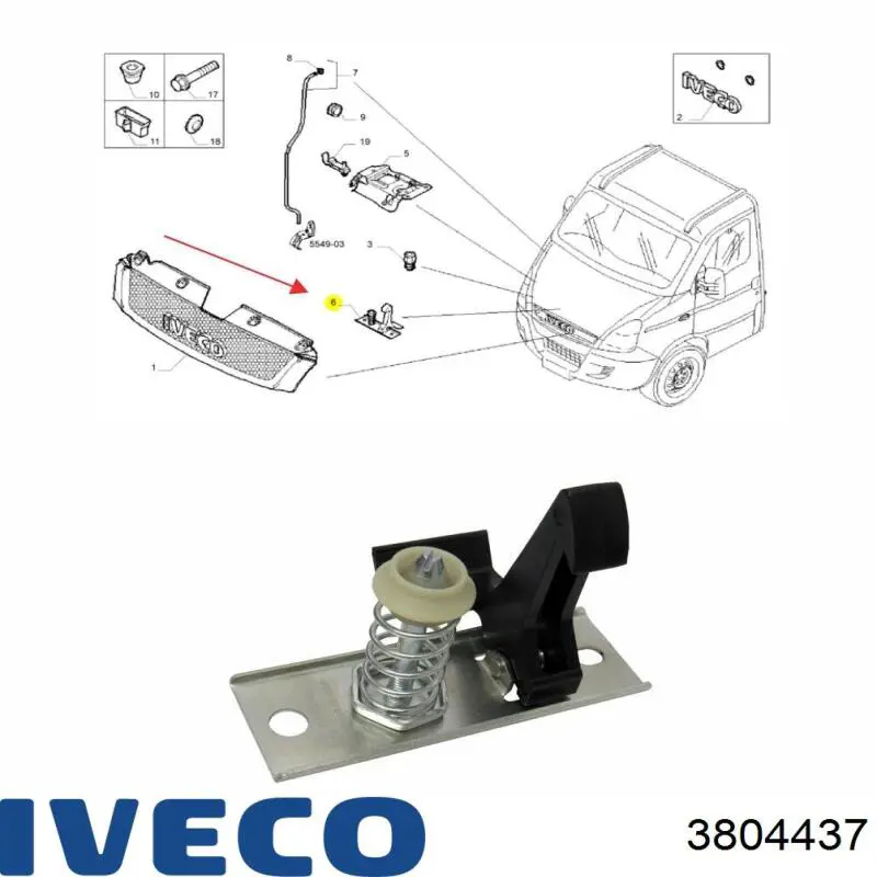 Cerradura de capó 500321532 Iveco