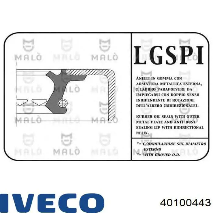 40100443 Iveco Retén de cubo trasero