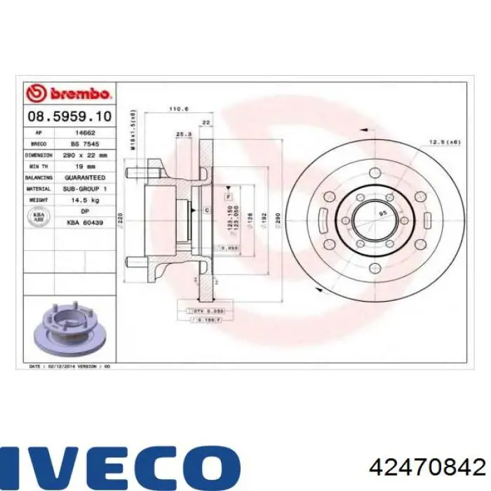 Disco de freno 42470842 Iveco