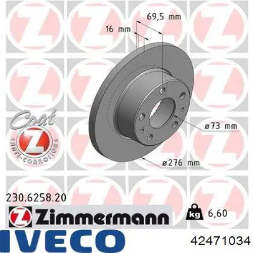 42471034 Iveco disco de freno trasero