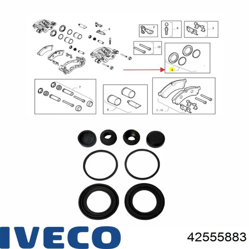 42555883 Iveco juego de reparación, pinza de freno delantero