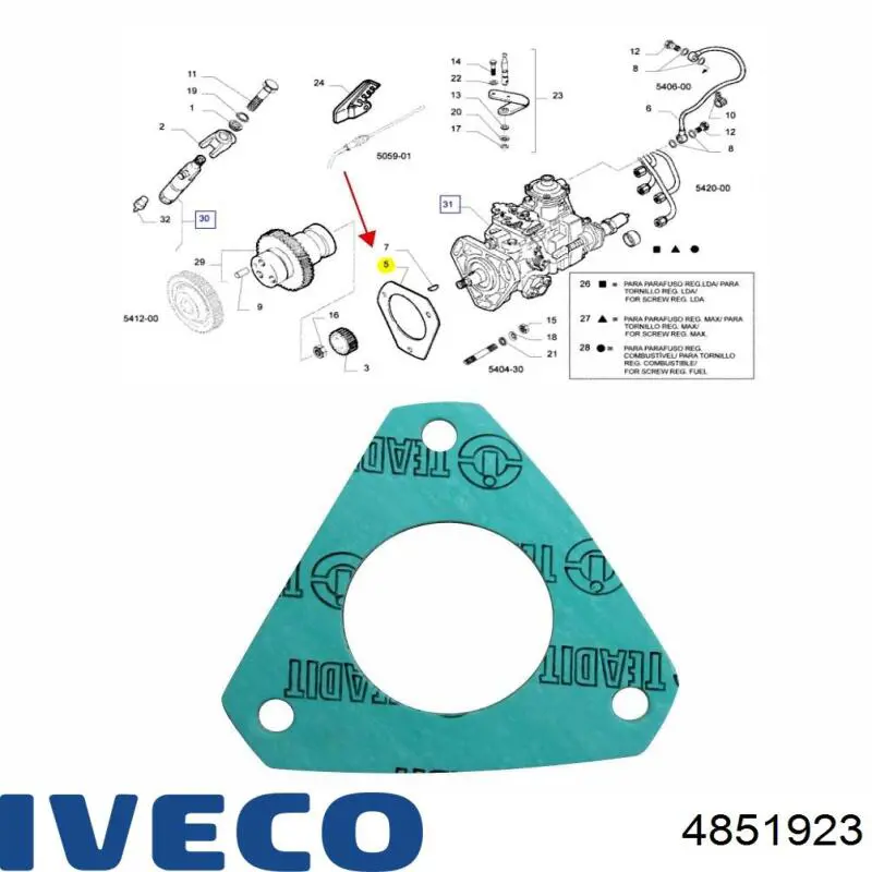 Comprar 98421269 Fiat/Alfa/Lancia Junta de la bomba de inyección de alta presión