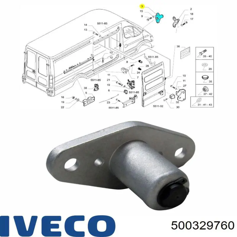 Limitador puerta corrediza central en carrocería Iveco 500329760 precio, desde 14,81 EUR