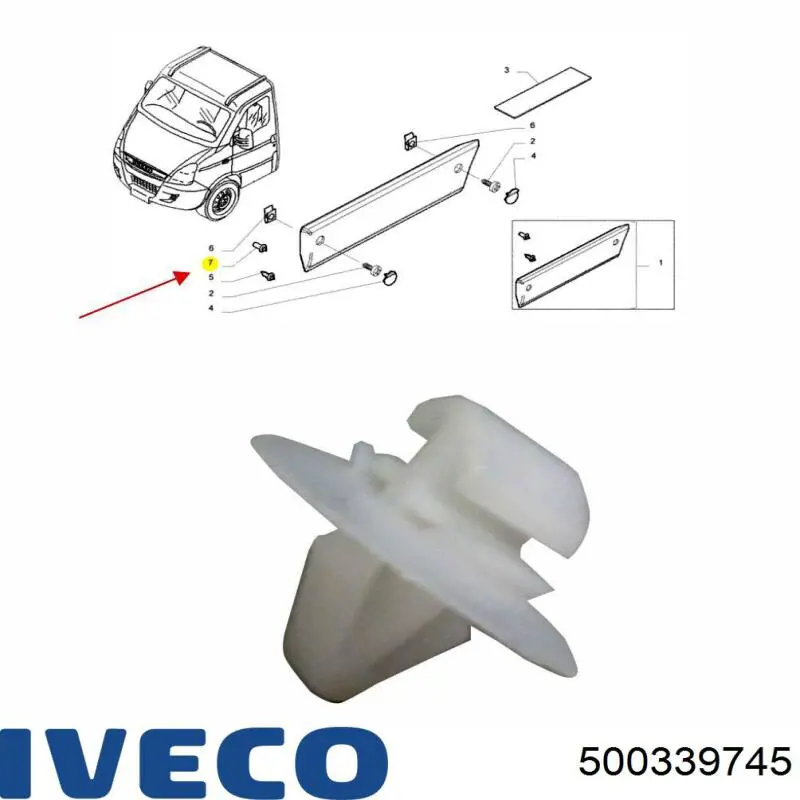 Clip de fijación de moldura de puerta Iveco 500339745 precio, desde 0,36 EUR