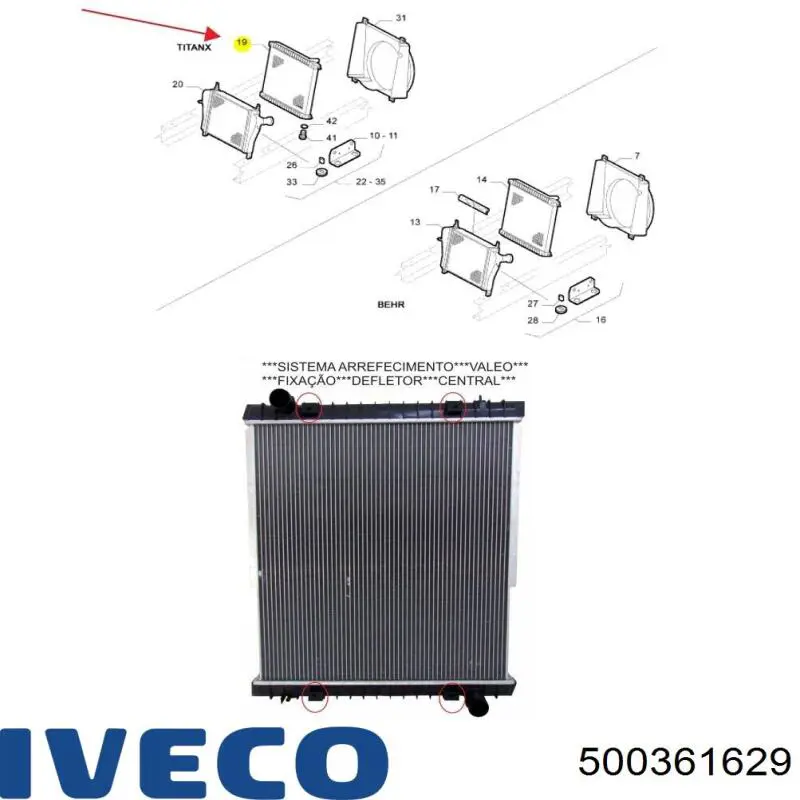 500361629 Iveco radiador refrigeración del motor