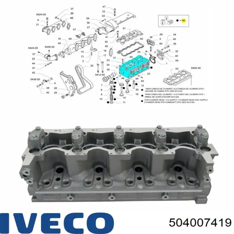 504007419 Iveco Cabeza del motor