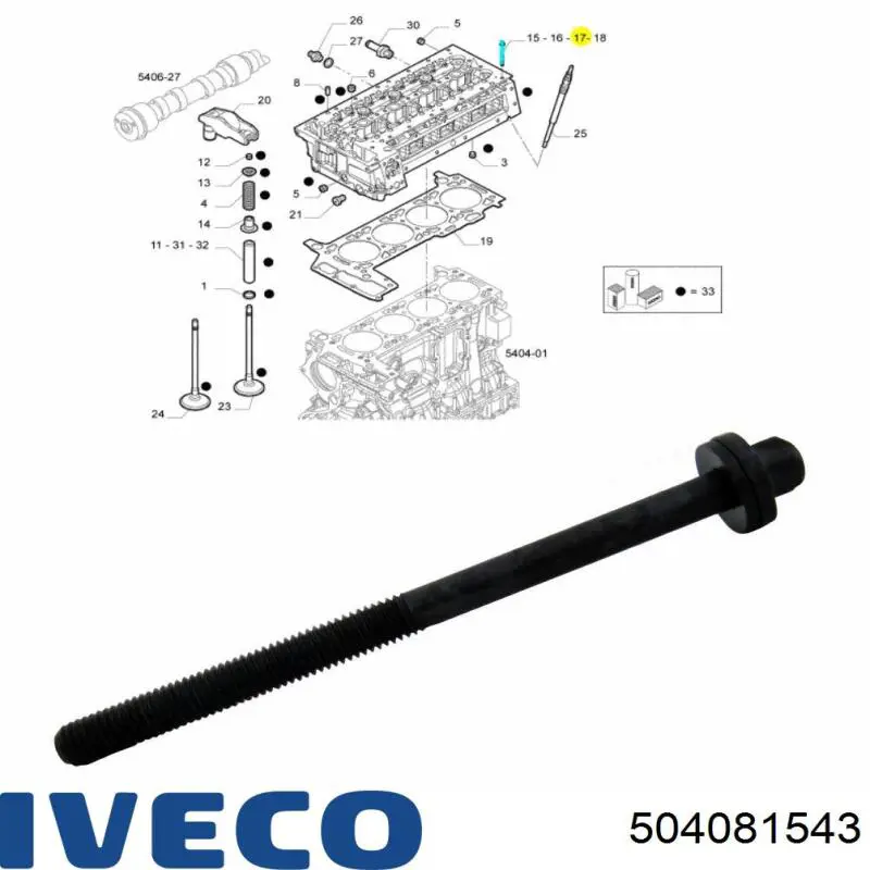 Tornillo culata 504081543 Iveco