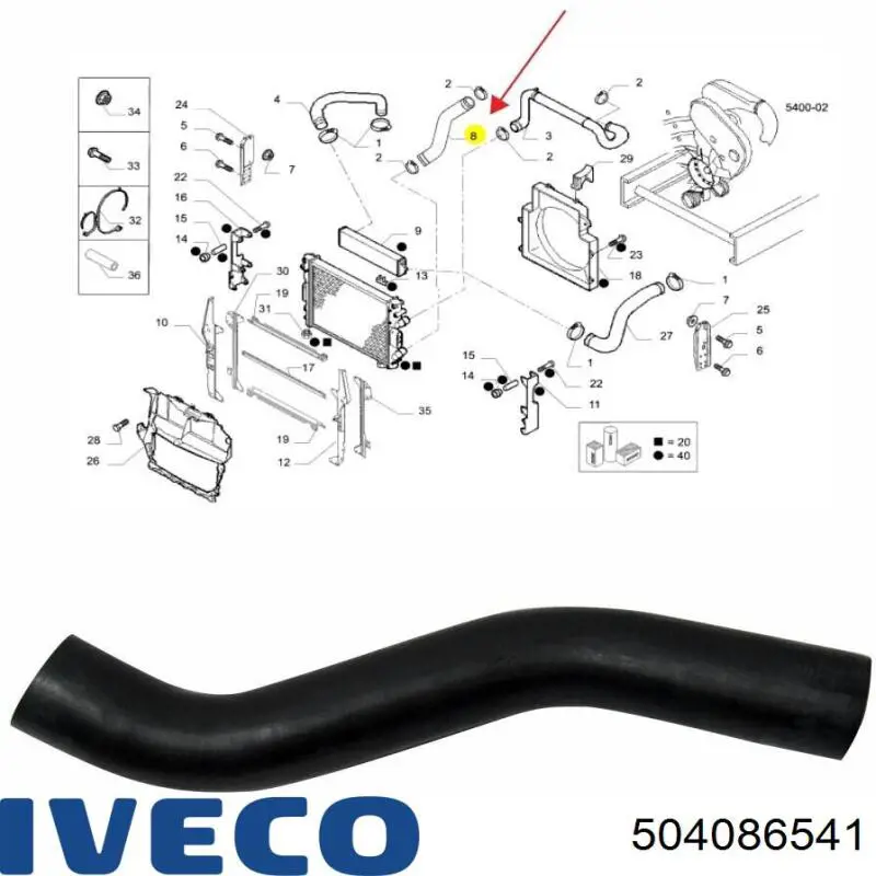 504086541 Iveco tubo flexible de aire de sobrealimentación derecho