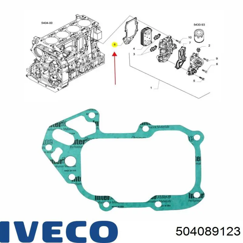 Junta de radiador de aceite Fiat/Alfa/Lancia 504089123