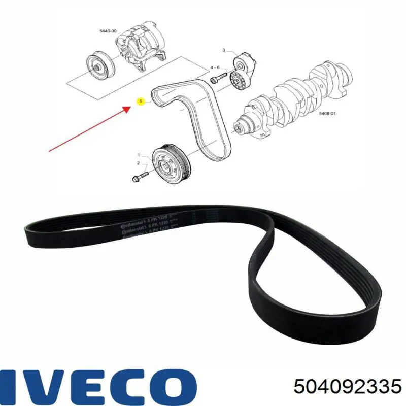Correa de alternador 504092335 Iveco
