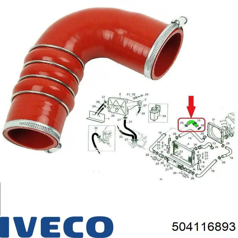 Tubo flexible de aire de sobrealimentación superior derecho para Iveco Daily 