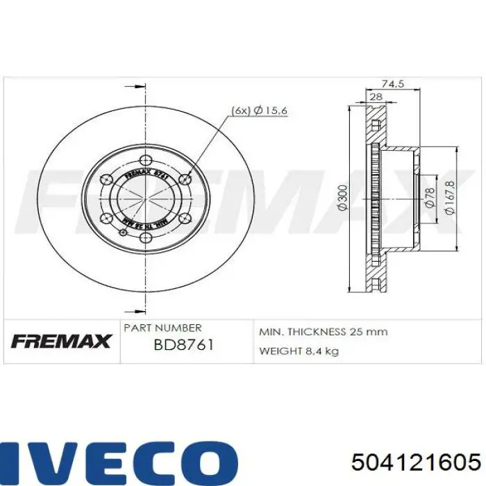 Comprar 504121605 Iveco Freno de disco delantero