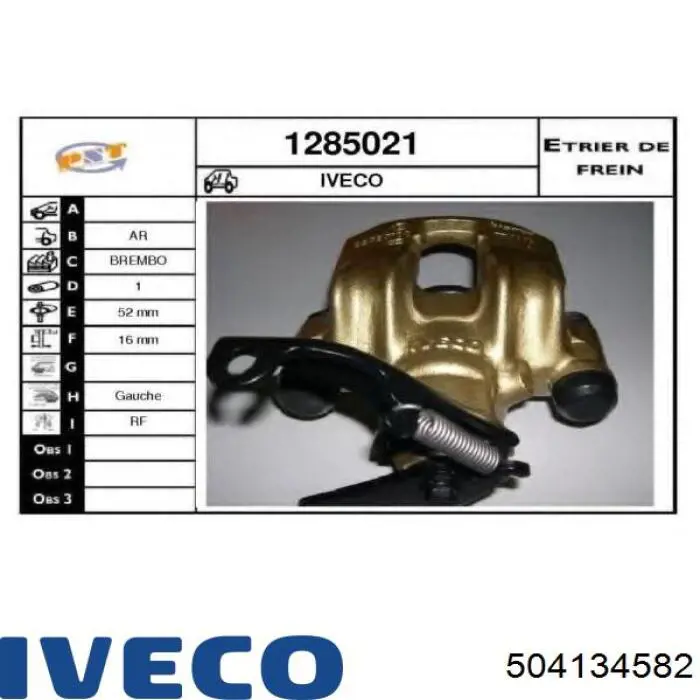 504134582 Iveco Pinza de freno trasera izquierda