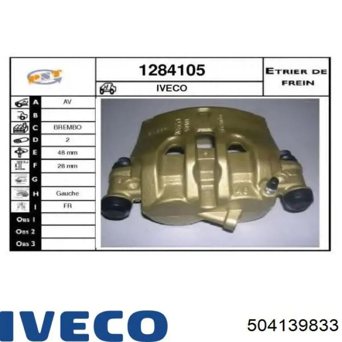 504139833 Iveco pinza de freno delantera izquierda