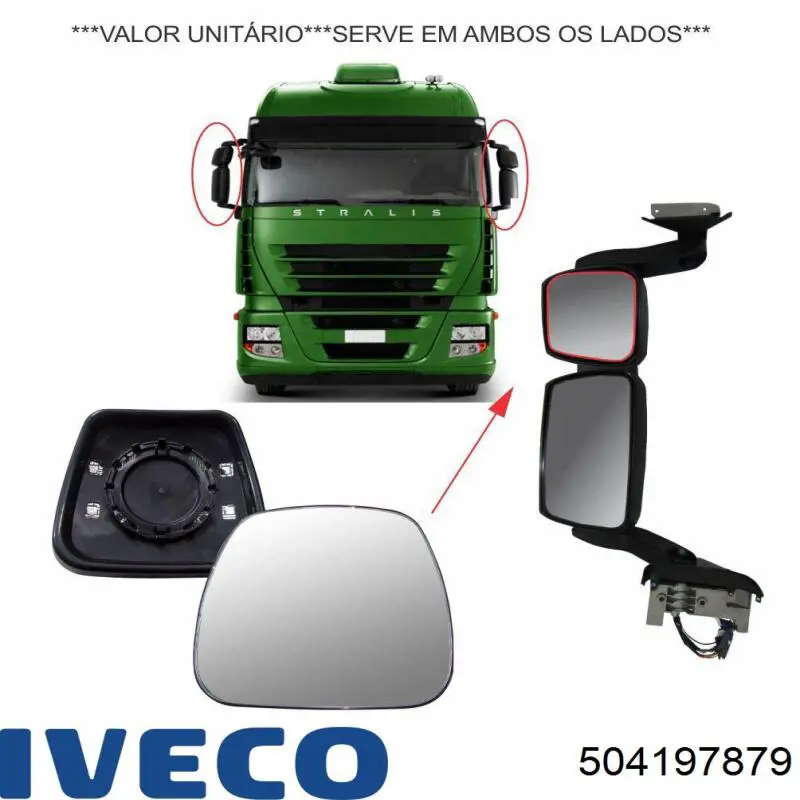 Cristal de espejo retrovisor 504197879 Iveco
