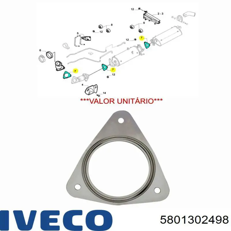 5801302498 Iveco Junta de sistema de escape