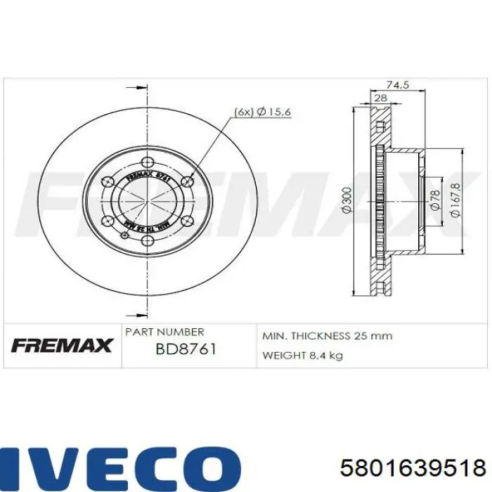 5801639518 Iveco Discos
