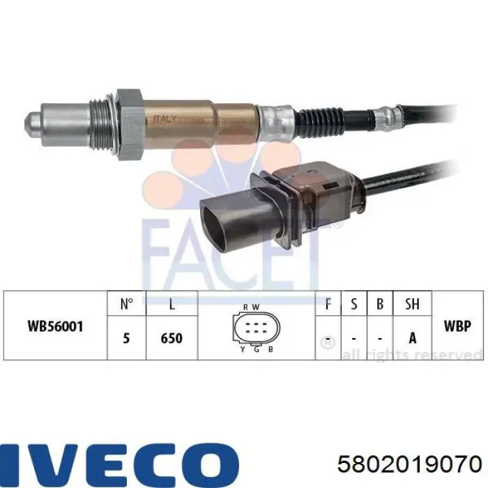 5802019070 Iveco sonda lambda sensor de oxigeno para catalizador