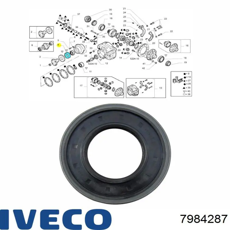 Retén del piñón del diferencial trasero 7984287 Iveco