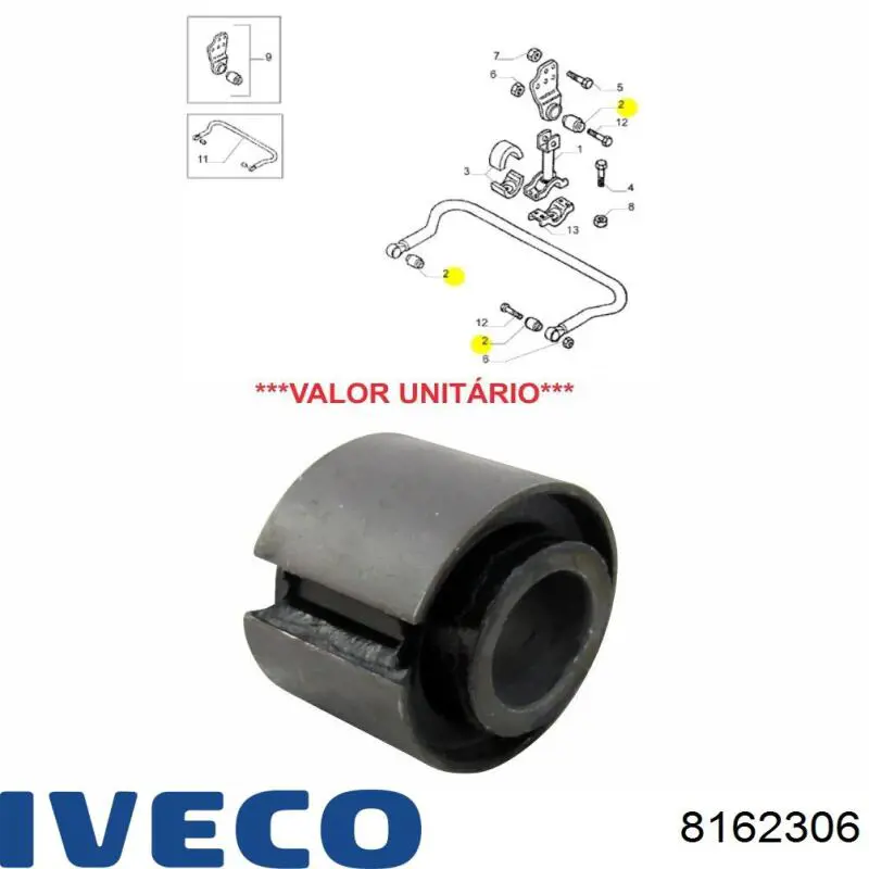 Buje del estabilizador delantero 8162306 Iveco