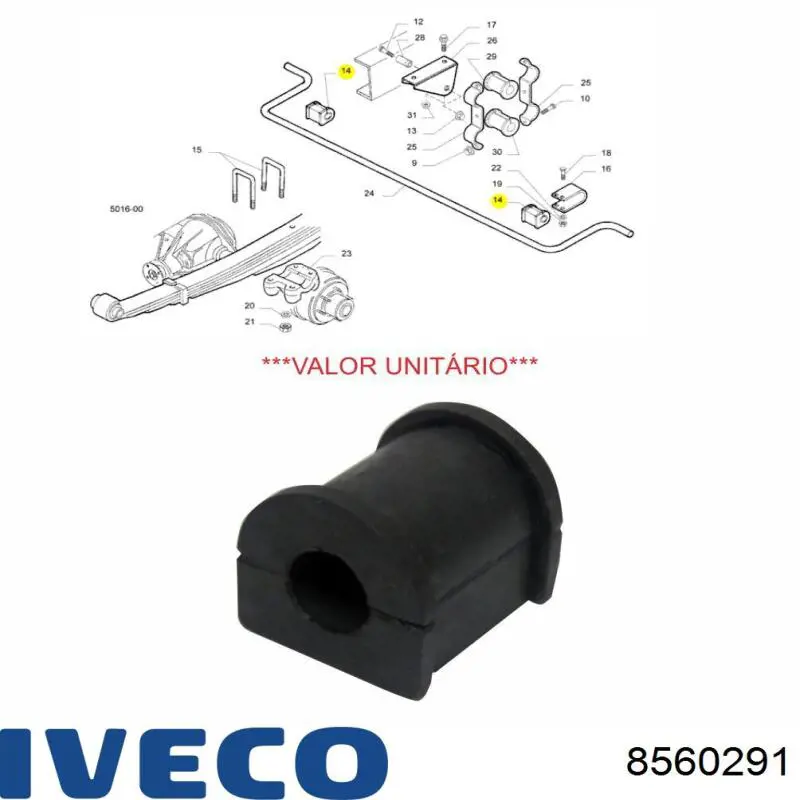 8560291 Iveco soporte de estabilizador trasero exterior