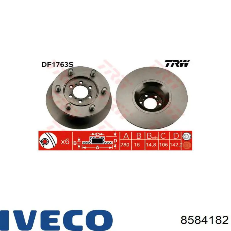 8584182 Iveco freno de disco delantero