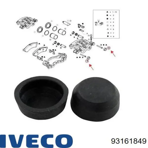 Kit de reparación de pinzas de freno 93161849 Iveco