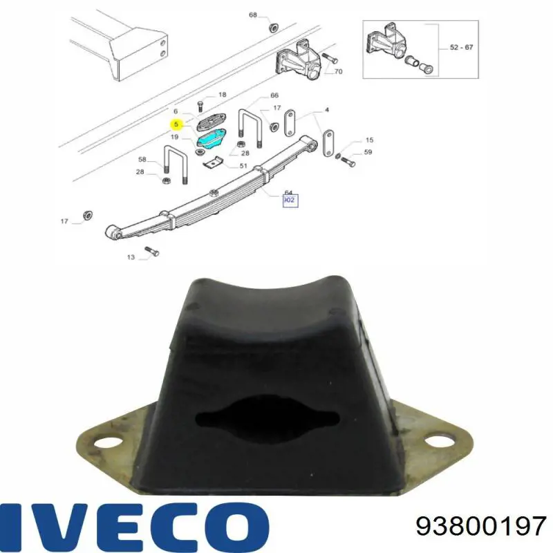 Tope de ballesta trasera 93800197 Iveco