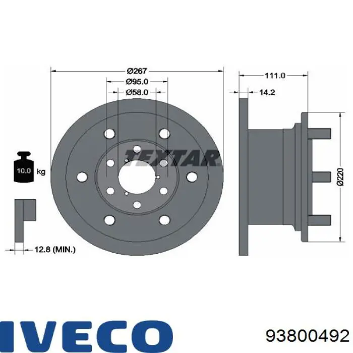 93800492 Iveco freno de disco delantero